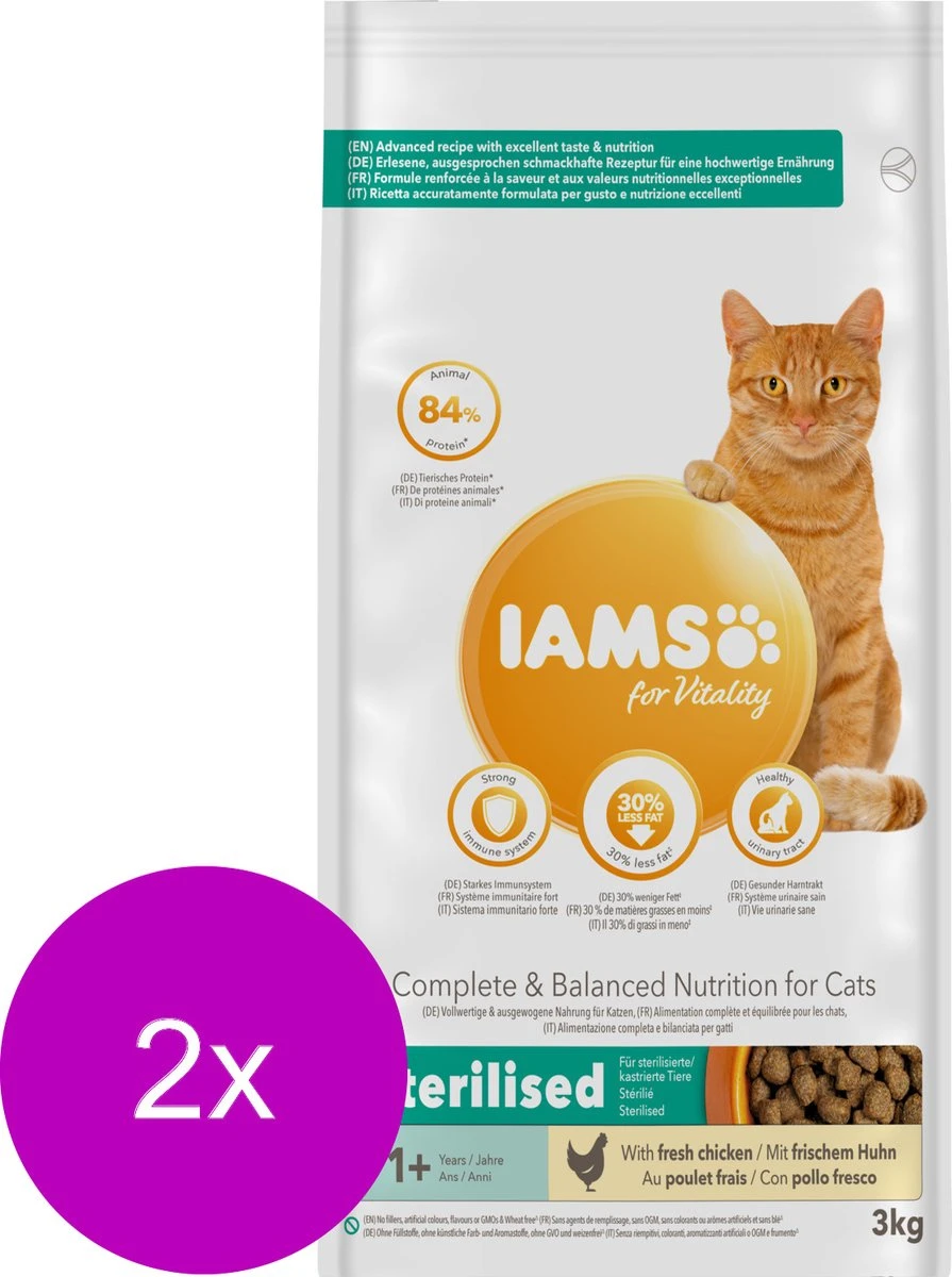 Iams Cat Adult Sterilised - Kattenvoer - 2 X Kip 3 Kg 5 Iams Cat Adult Sterilised - Kattenvoer - 2 X Kip 3 Kg - Afbeelding 3