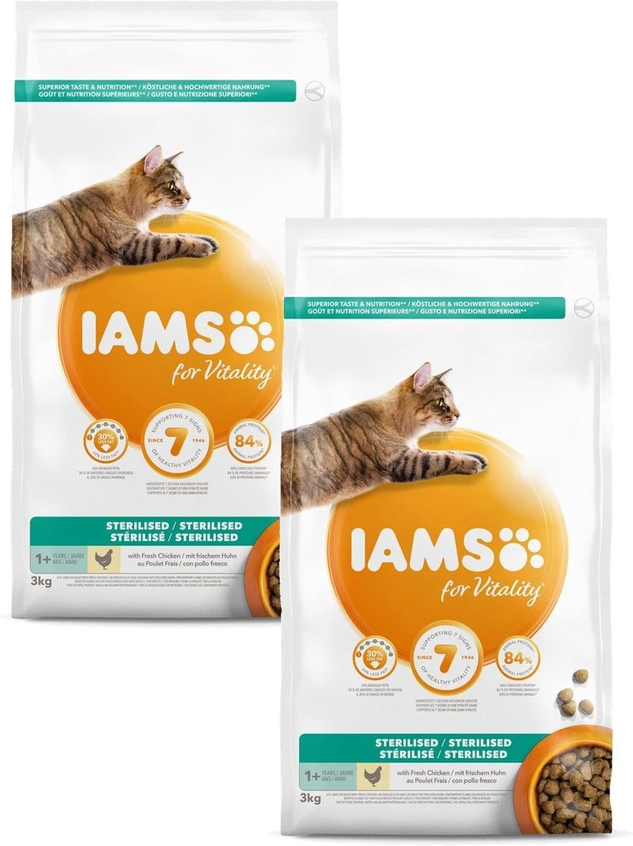 Iams Cat Adult Sterilised - Kattenvoer - 2 X Kip 3 Kg 3 Iams Cat Adult Sterilised - Kattenvoer - 2 X Kip 3 Kg