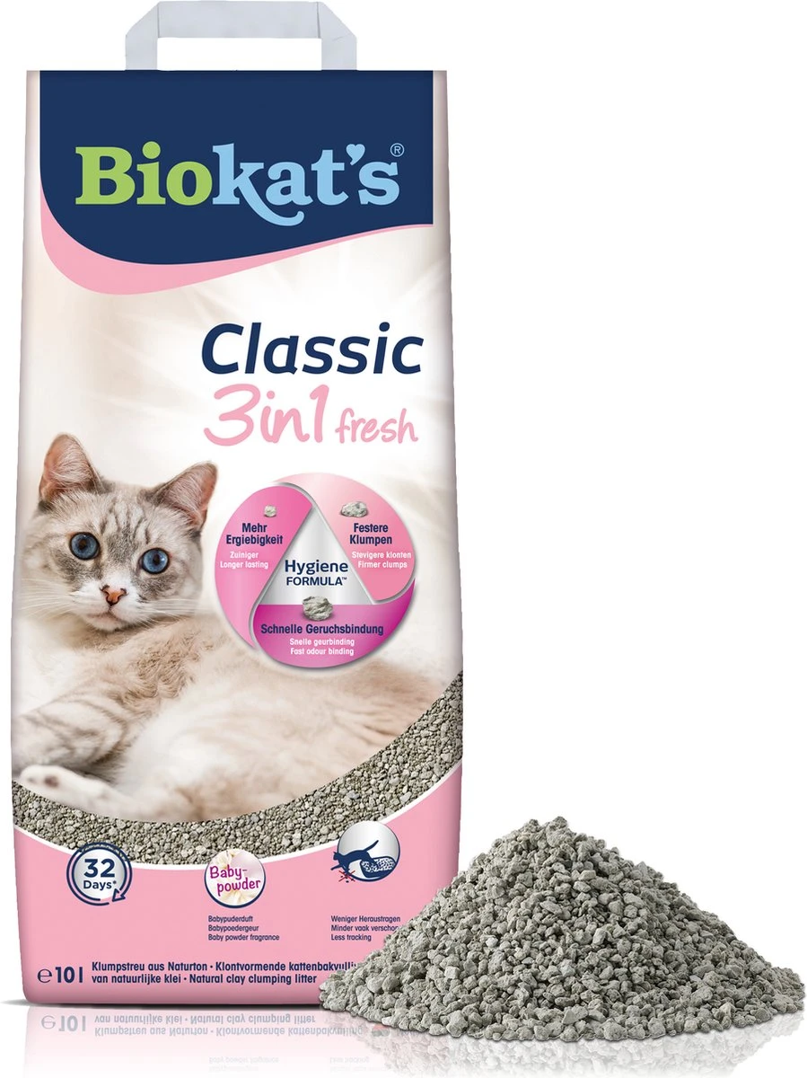 Biokat's Classic Fresh 3in1 Babypoeder - 10 L - Kattenbakvulling - Klontvormend - Babypoeder Geur 3 Biokat's Classic Fresh 3in1 Babypoeder - 10 L - Kattenbakvulling - Klontvormend - Babypoeder Geur