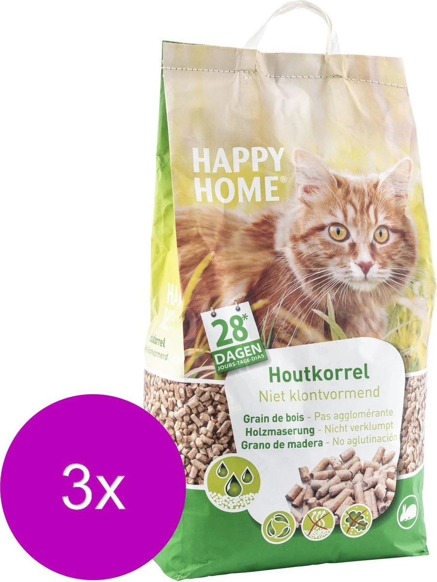 Happy Home Natural Wood - Kattenbakvulling - 3 X 20 L 4 Happy Home Natural Wood - Kattenbakvulling - 3 X 20 L - Afbeelding 2