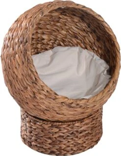 PawHut Kattenmand Rotan Kattennest Kattenbed Met Kussen Huisdierbed Bruin D30-104 -Kattenbenodigdheden 930x1200 3