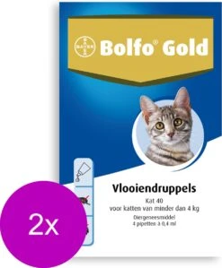Bolfo Gold Kat 40 - Anti Vlooienmiddel - 2 X 4 Stuks 0 - 4 Kg -Kattenbenodigdheden 992x1200