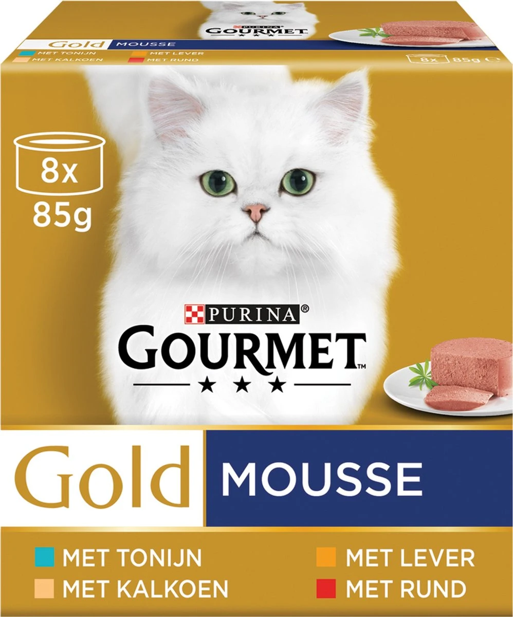 Gourmet Gold Mousse - Kattenvoer Natvoer - Met Tonijn, Lever, Kalkoen, Rund - 48 X 85 G 3 Gourmet Gold Mousse - Kattenvoer Natvoer - Met Tonijn, Lever, Kalkoen, Rund - 48 X 85 G